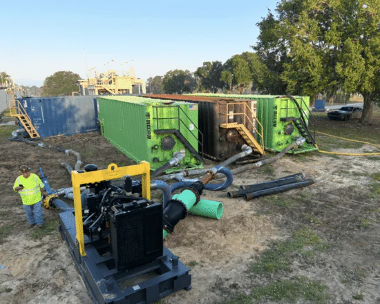 Auburndale, FL - Pipeline flush - Frac tanks for purge water with 8” connections